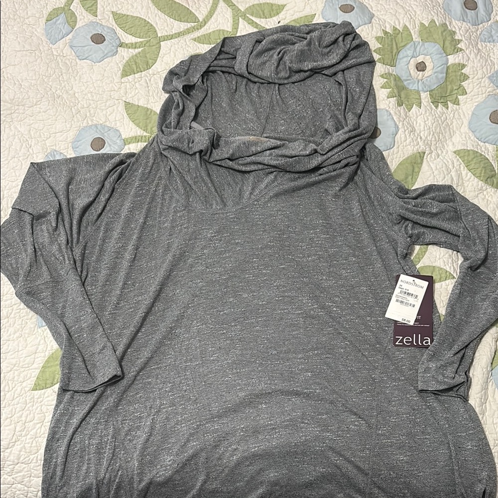 Zella Heather Gray Lightweight Draped Hoodie